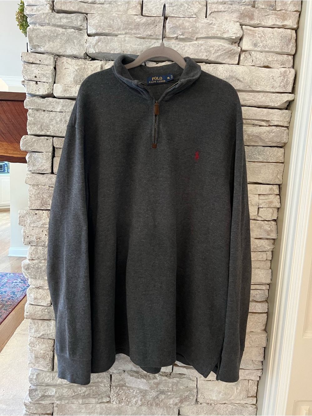 Polo by Ralph Lauren Men's Charcoal 100% Cotton Quarter-Zip Sweater Size XL
